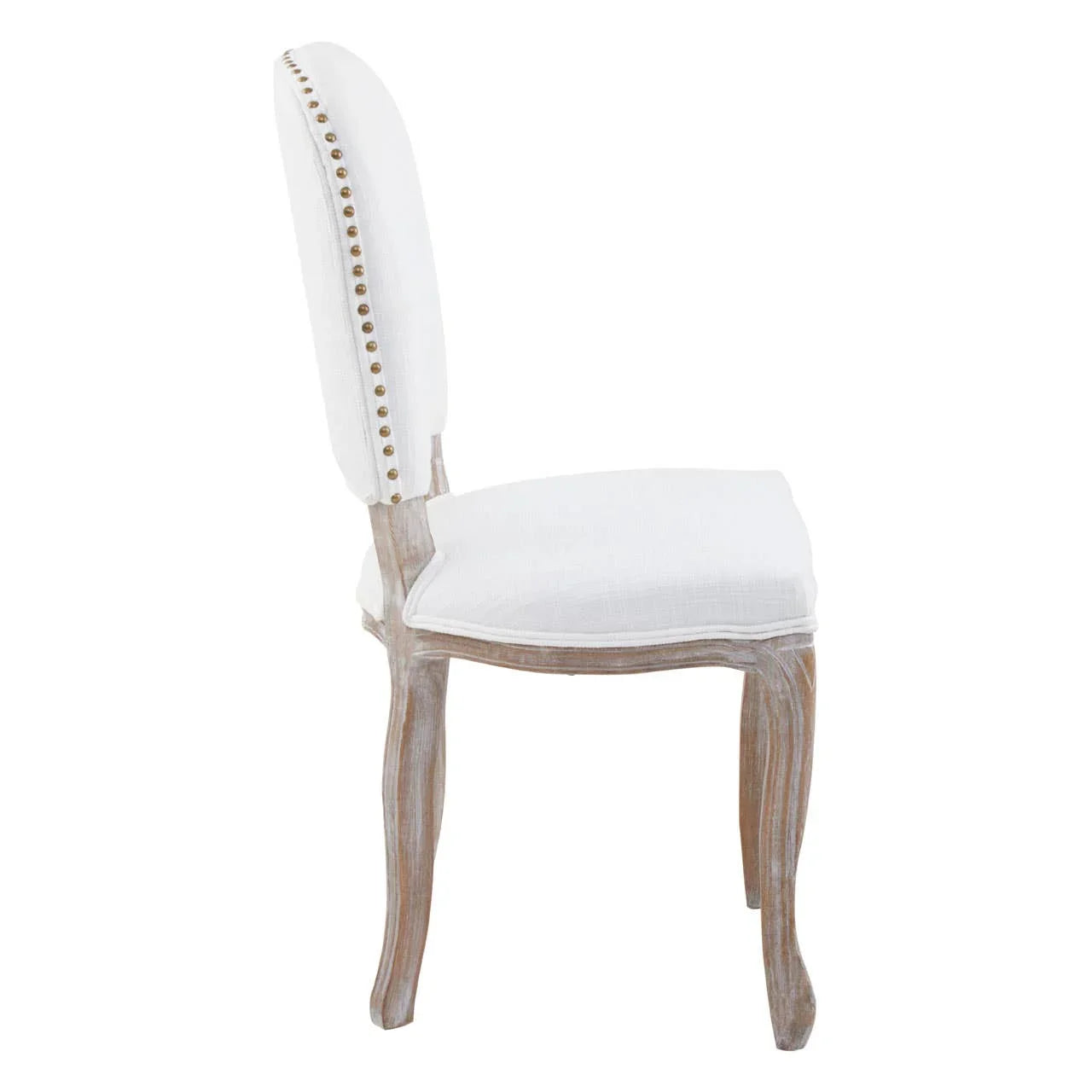 Vintage Ivory Linen Dining Chair