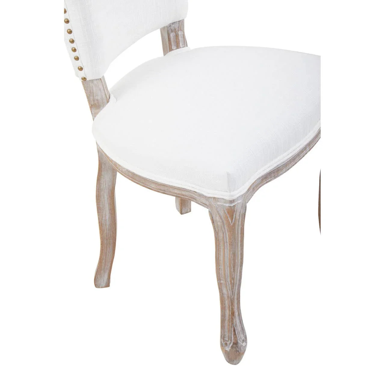 Vintage Ivory Linen Dining Chair