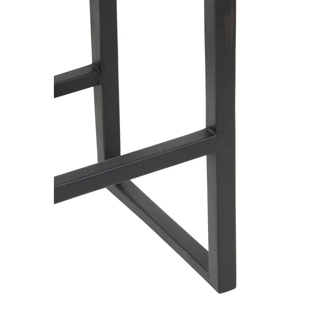 Black metal table legs with geometric crossbar detail
