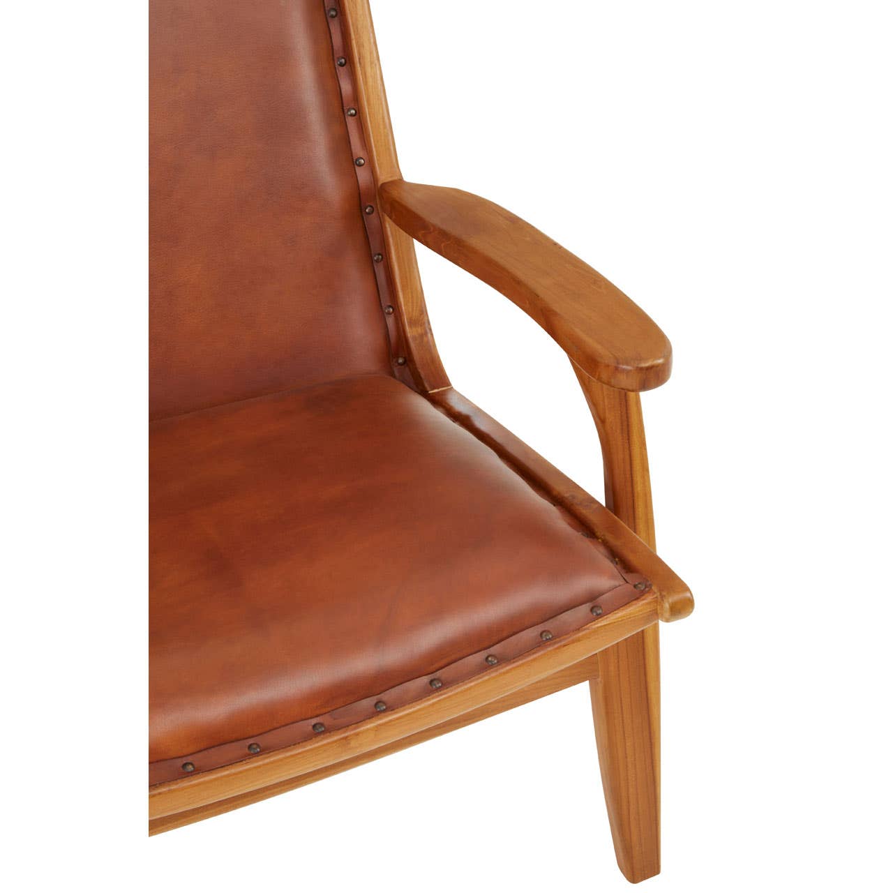 Modern Teak Leather Accent Chair