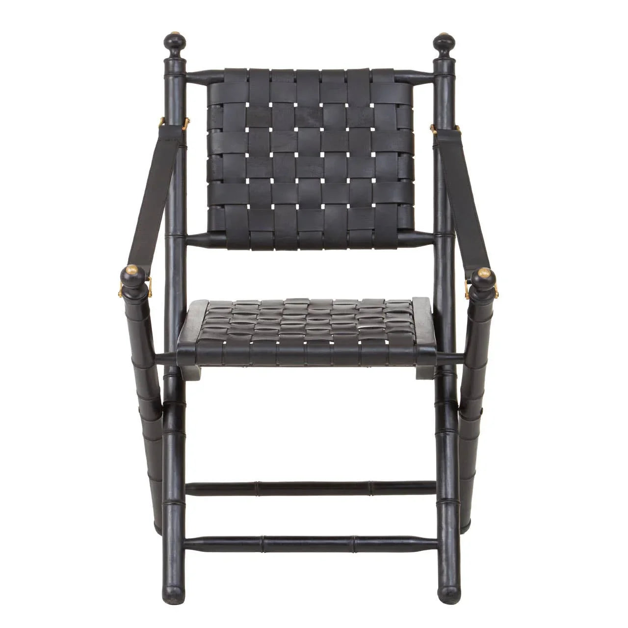 Modern Black Leather Strap Chair