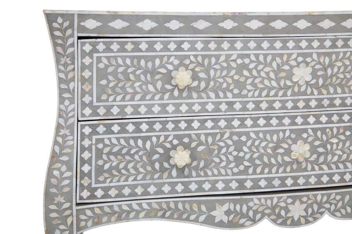 Artisan Floral Inlay Drawer Chest