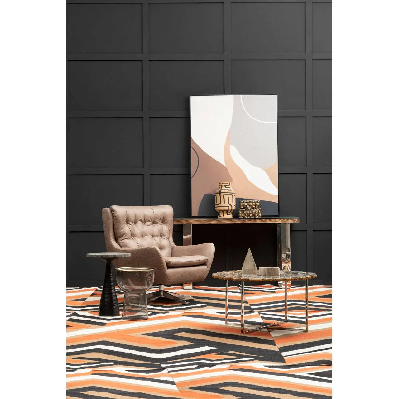 Swivel Brown Leather Armchair