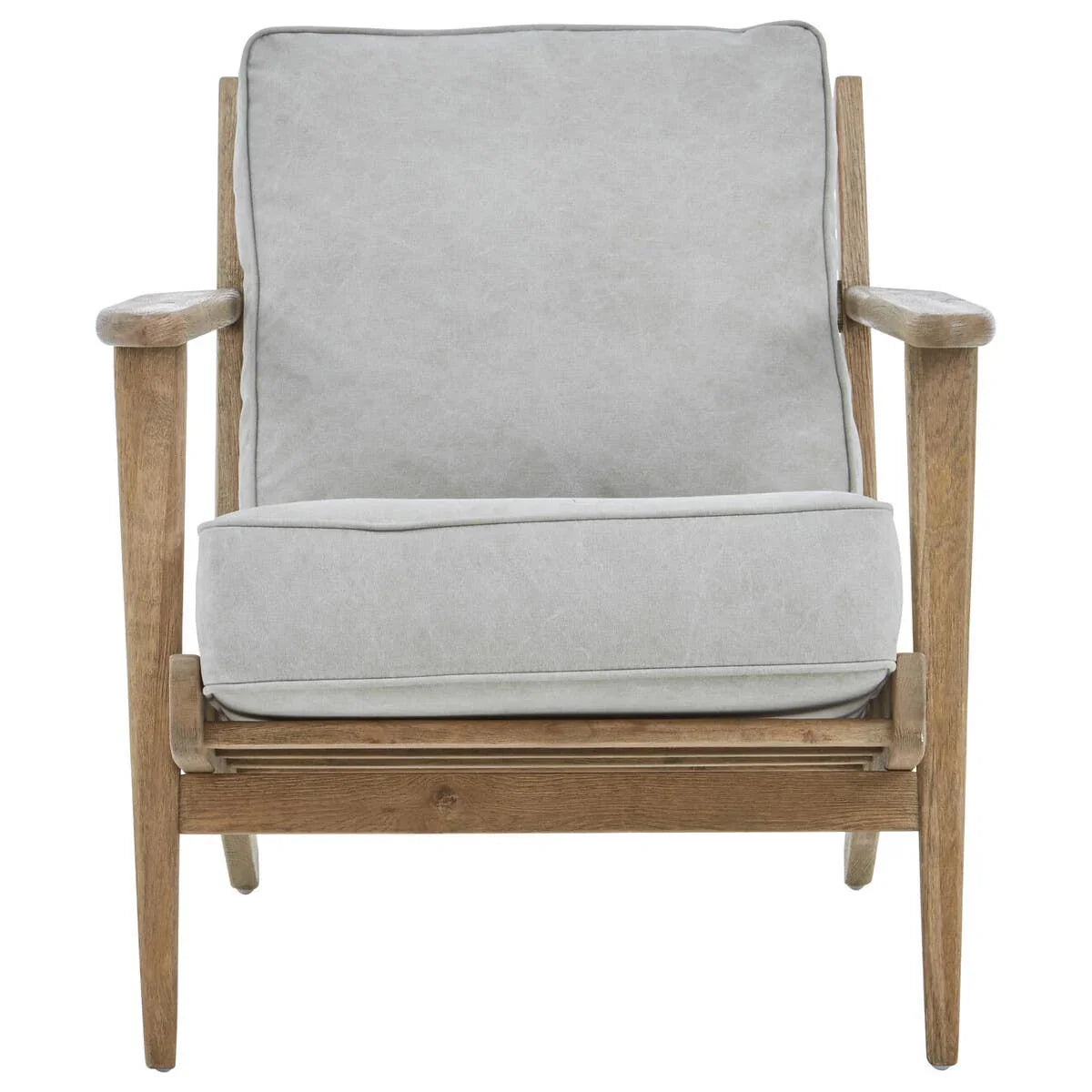 Oak Frame Grey Linen Chair