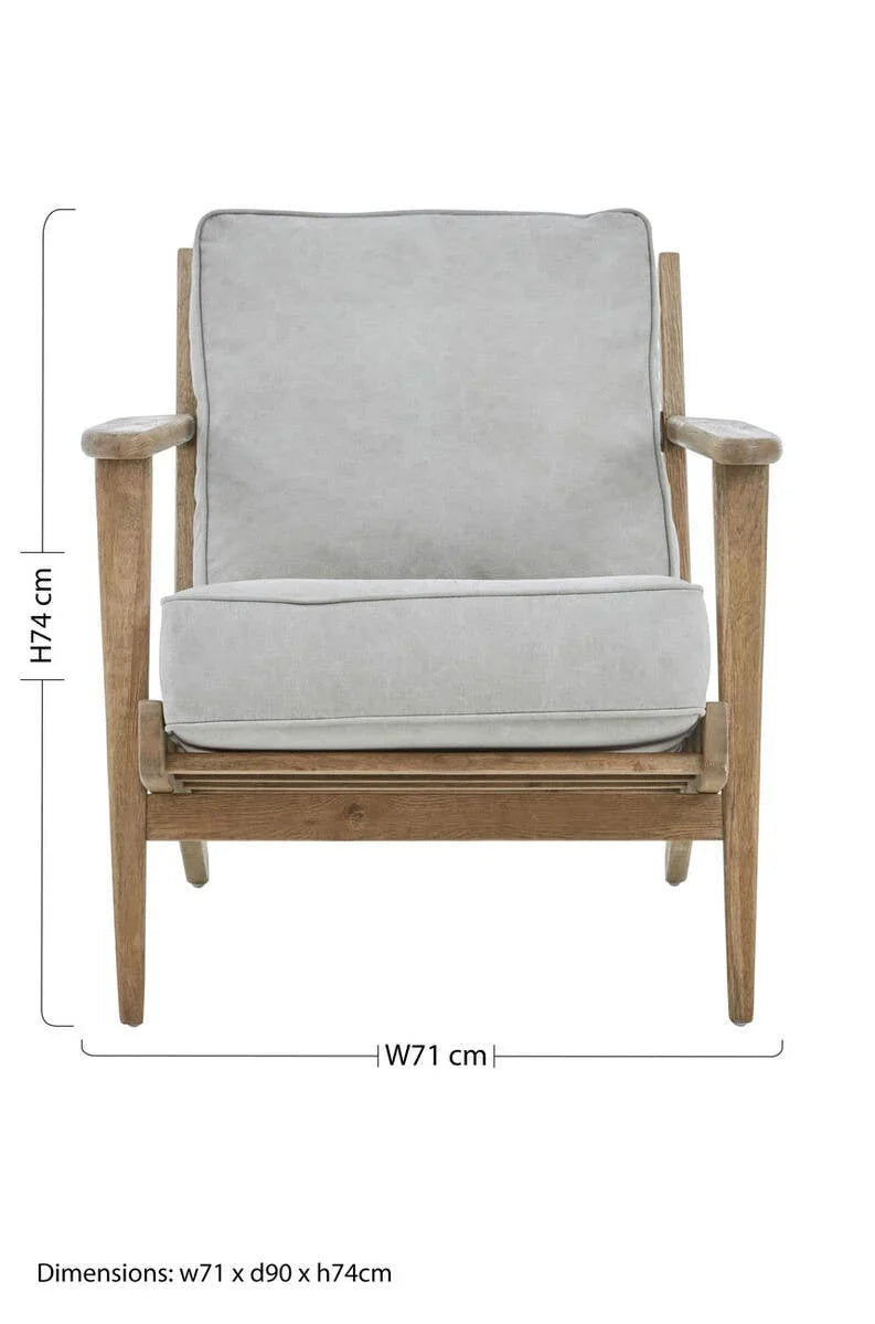 Oak Frame Grey Linen Chair