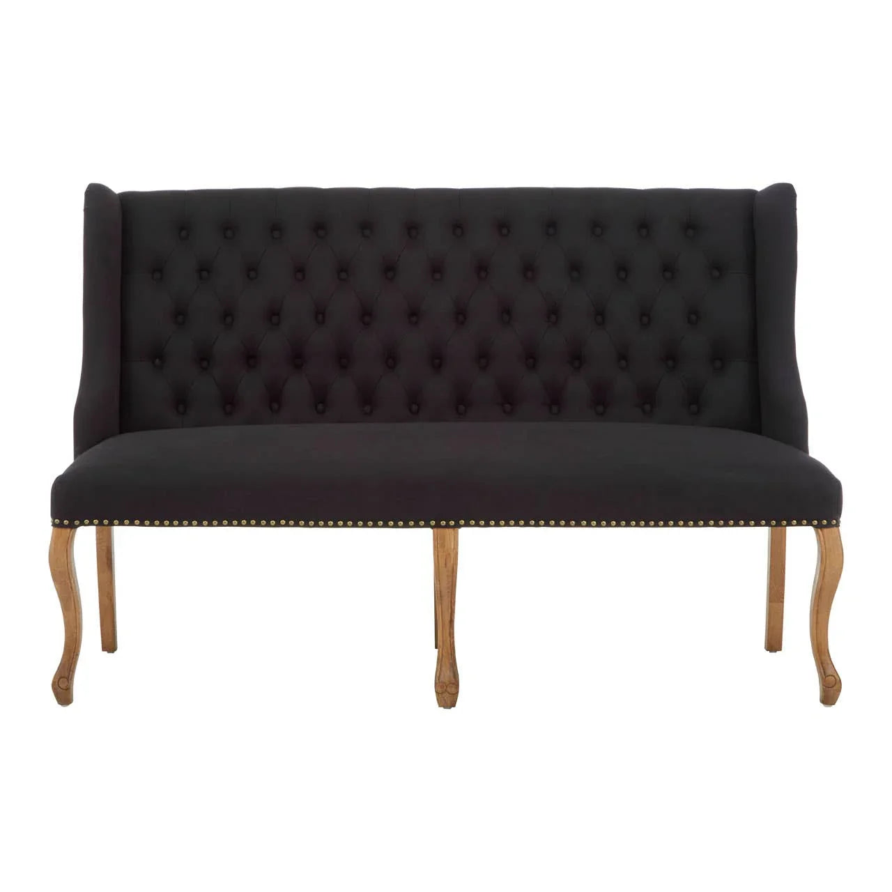 Luxe Black Linen Bench