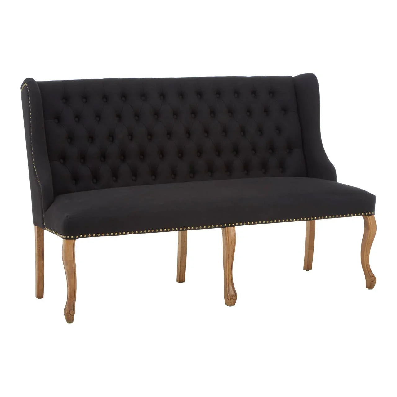 Luxe Black Linen Bench