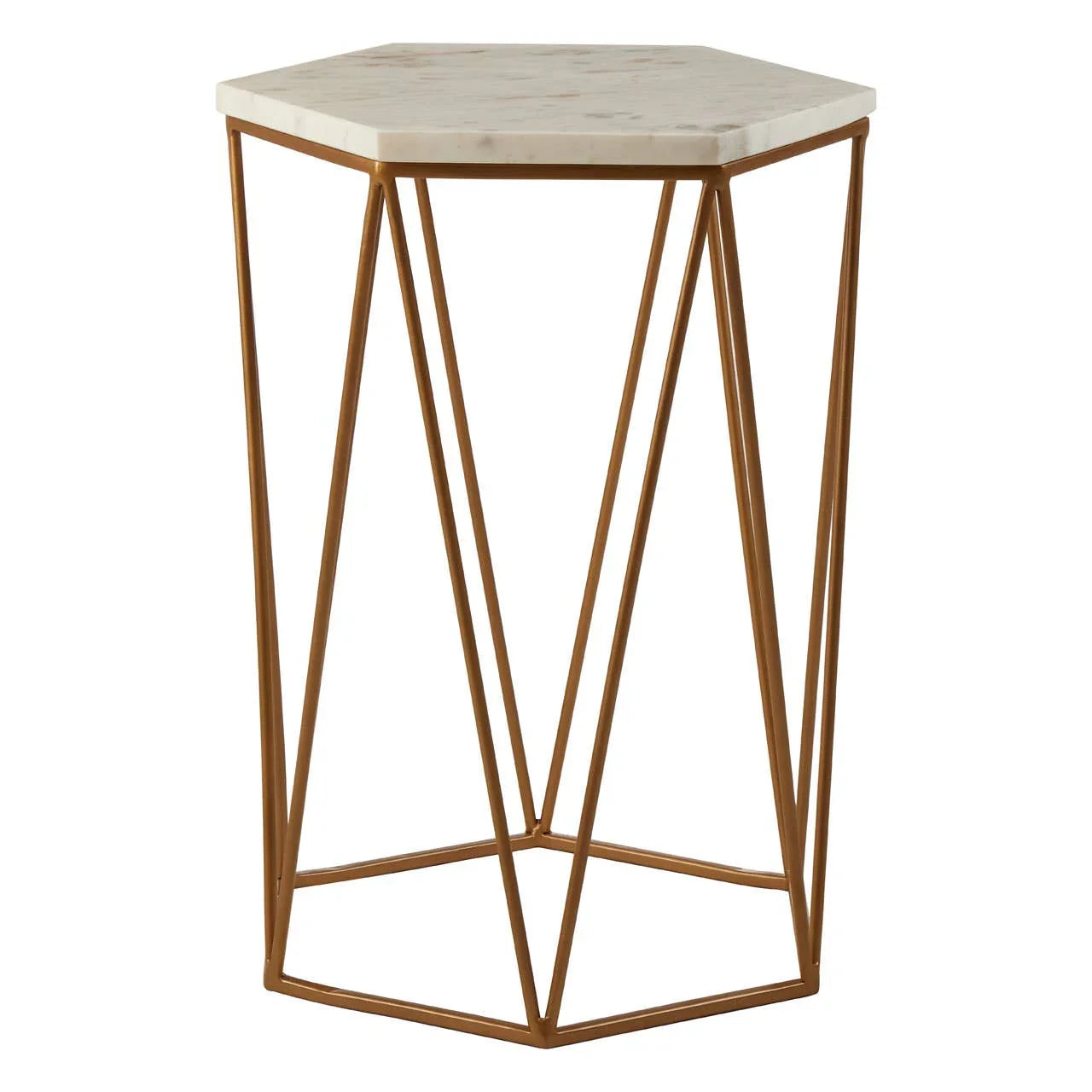 Golden Marble Hexagon Side Table