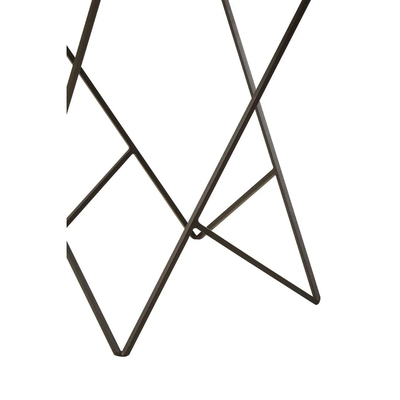 Black metal furniture leg frame with angular, geometric cross design