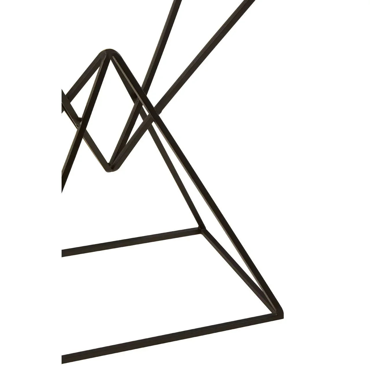 Geometric black metal table leg frame with angular lines