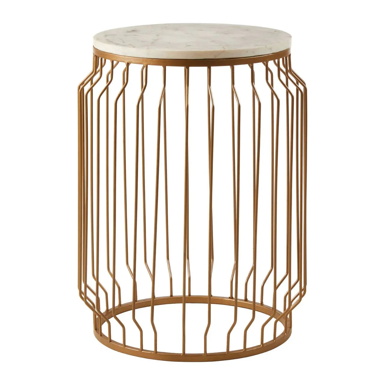 Golden Wireframe Marble Side Table