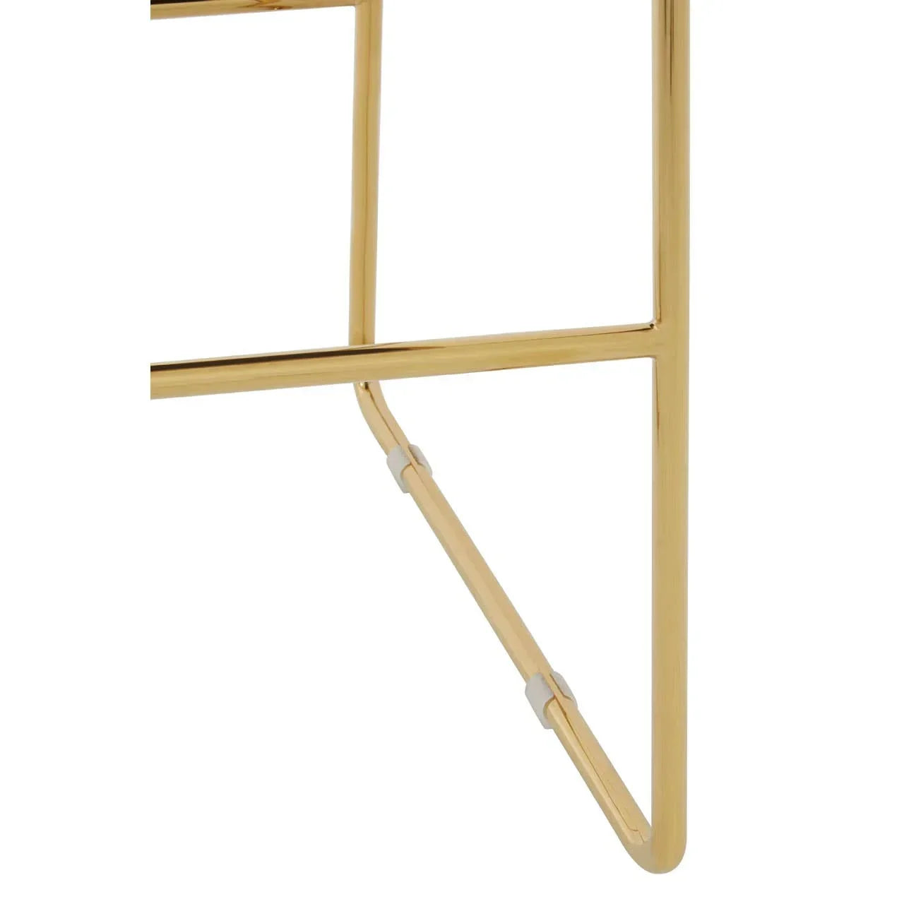 Gold metal table leg with angled design and smooth finish