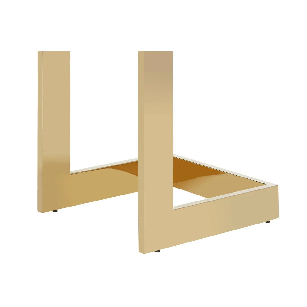 Gold metal table base with modern square leg design
