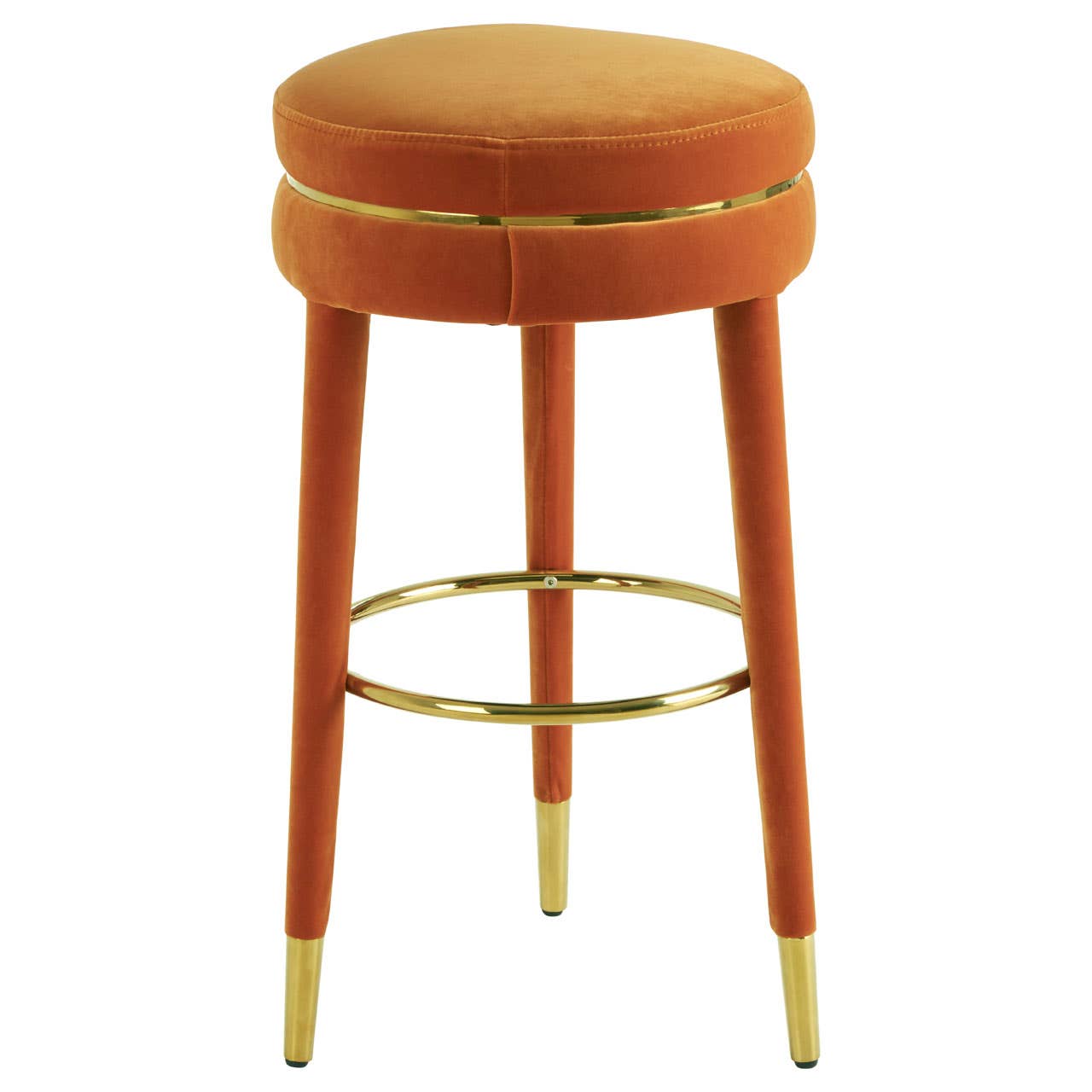Luxe Orange Velvet Bar Stool
