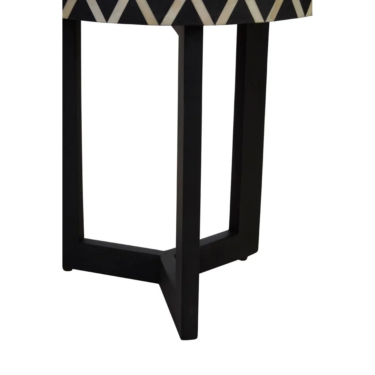 Black wooden table legs with geometric zigzag patterned edge