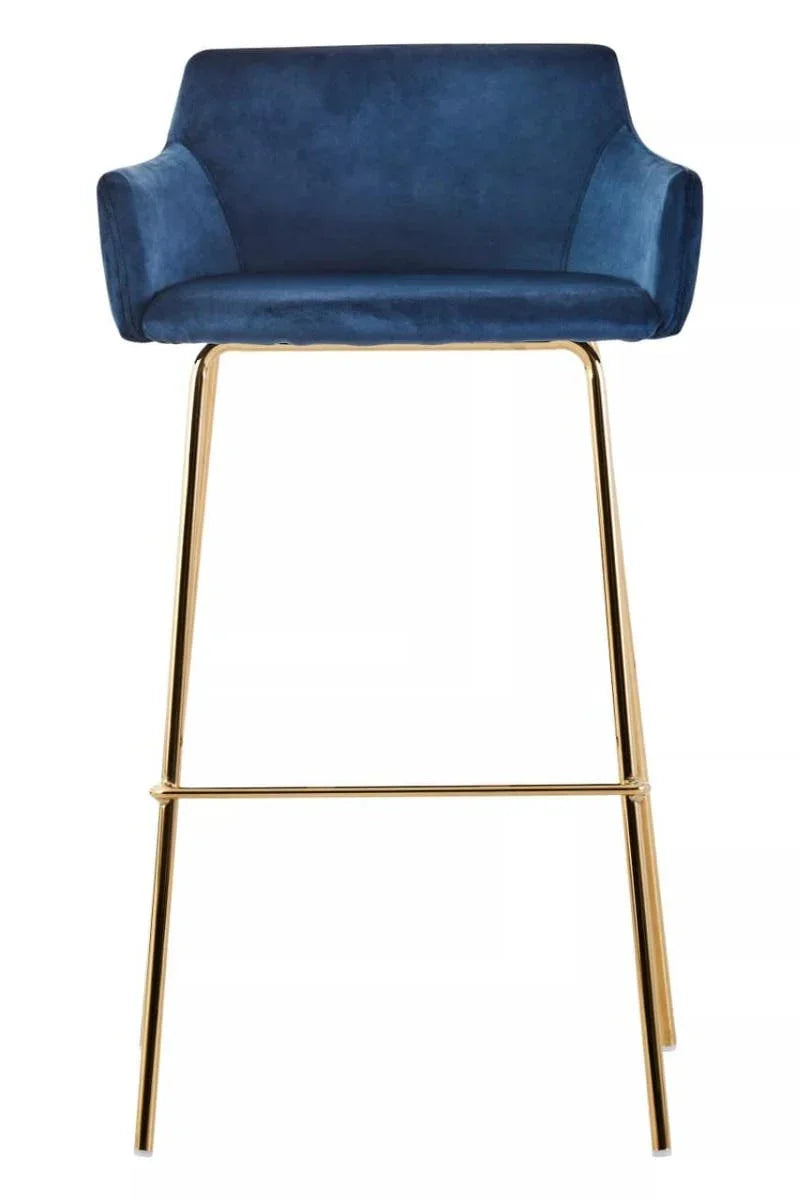 Luxe Blue Velvet Bar Chair