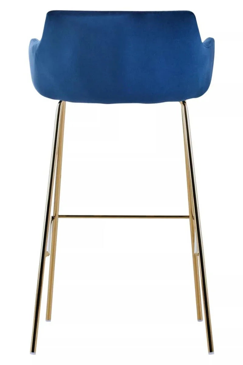 Luxe Blue Velvet Bar Chair