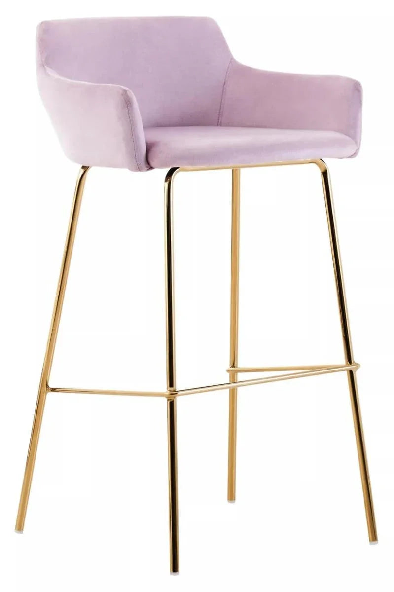 Luxe Pink Velvet Bar Chair