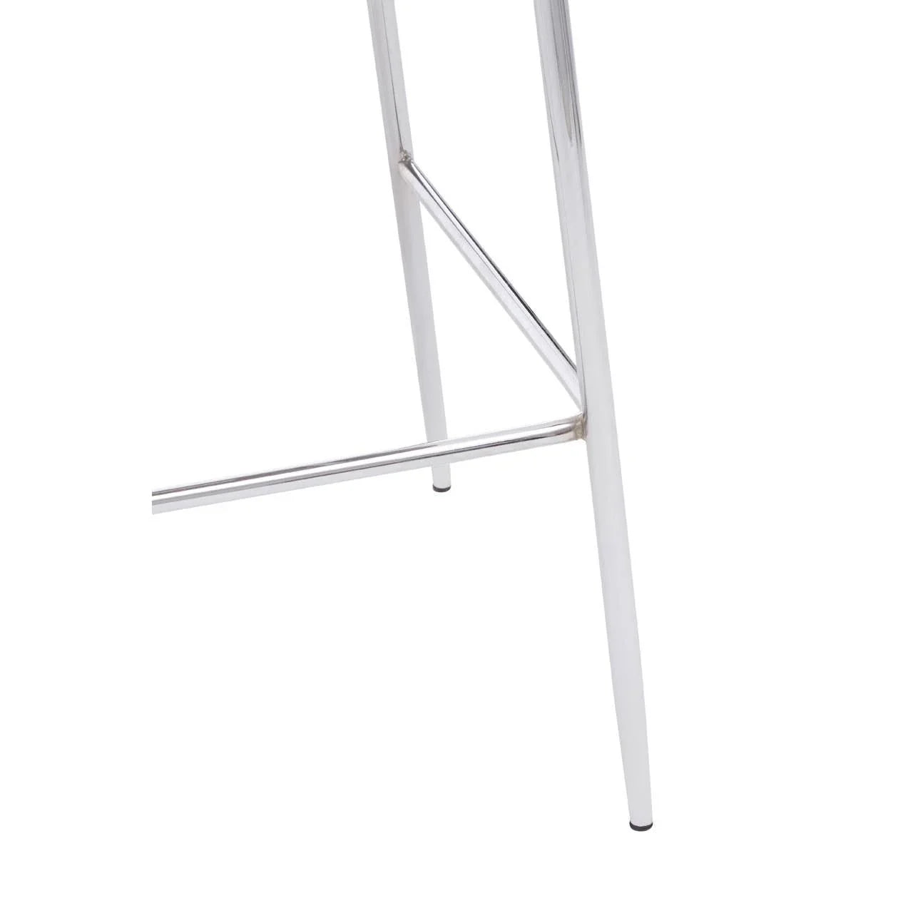 Chrome bar stool legs with metal footrest on white background