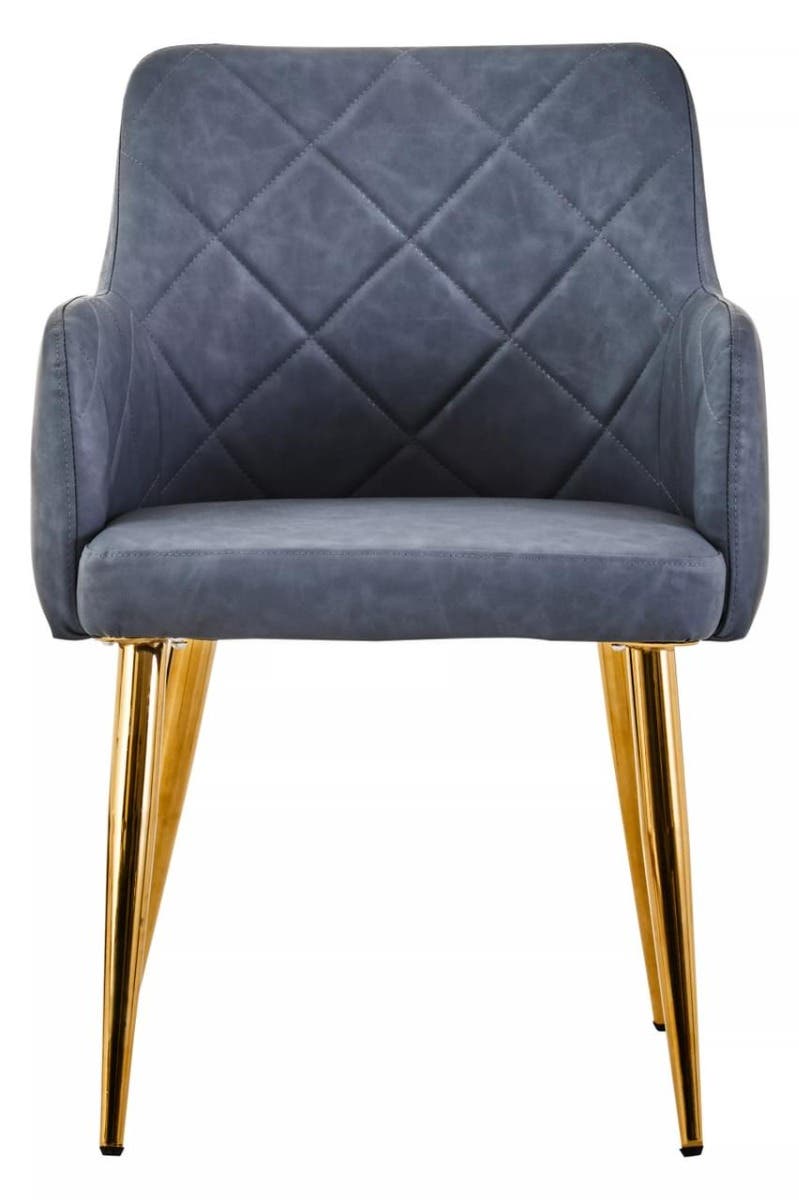 Luxe Grey Quilted Dining Chair