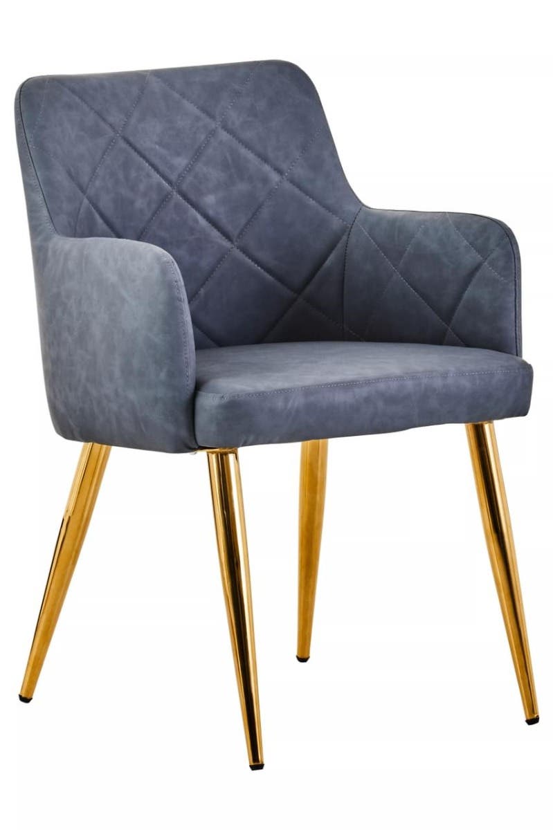 Luxe Grey Quilted Dining Chair