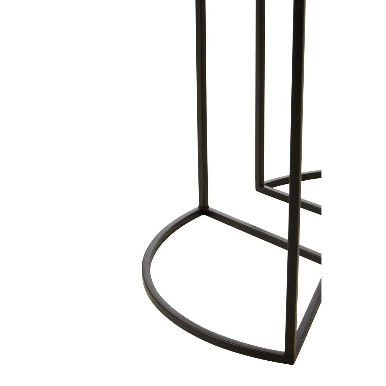 Black metal furniture leg with curved base detail