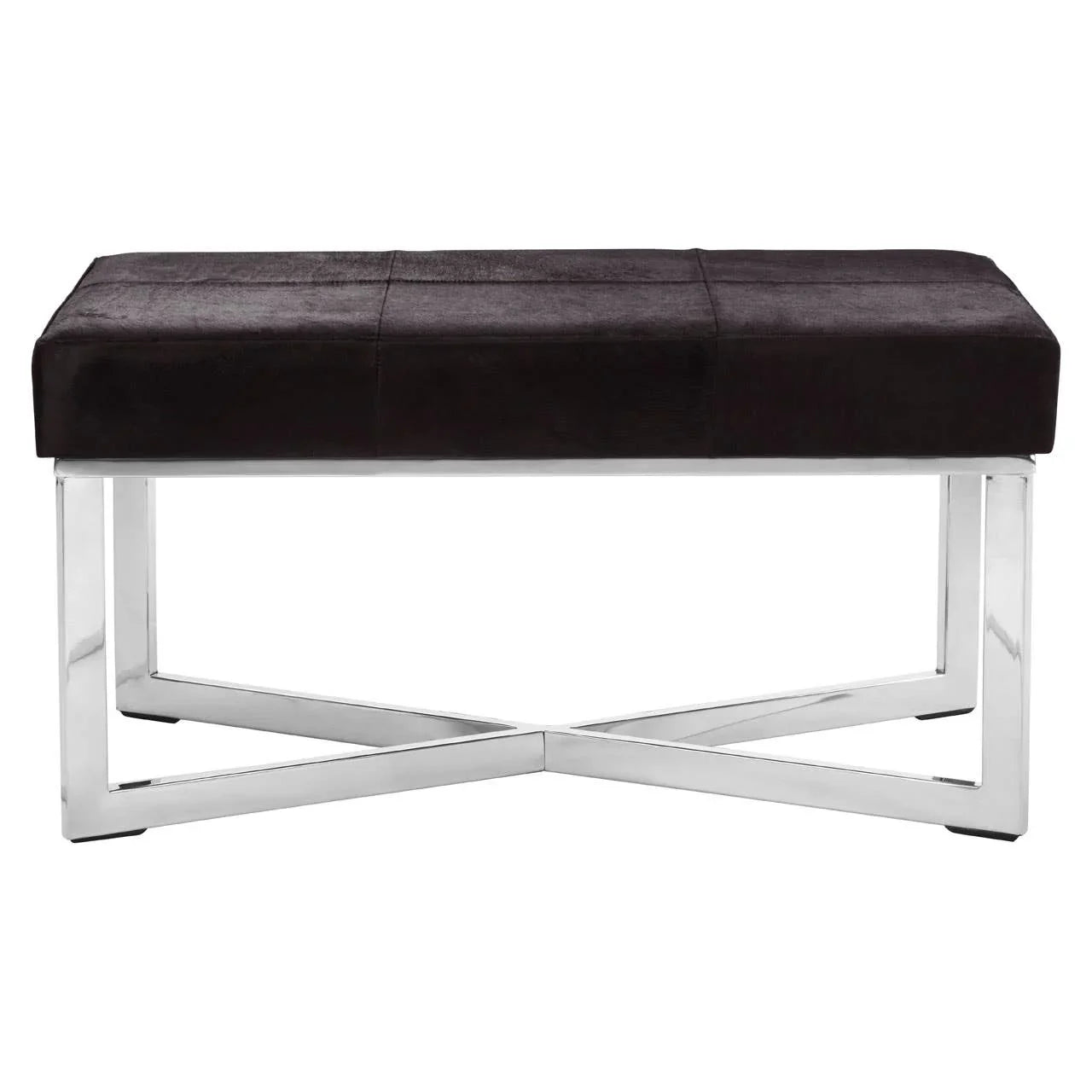 Luxe Black Leather Bench