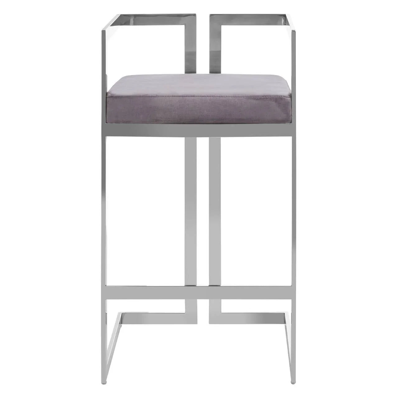 Luxe Grey Velvet Bar Stool