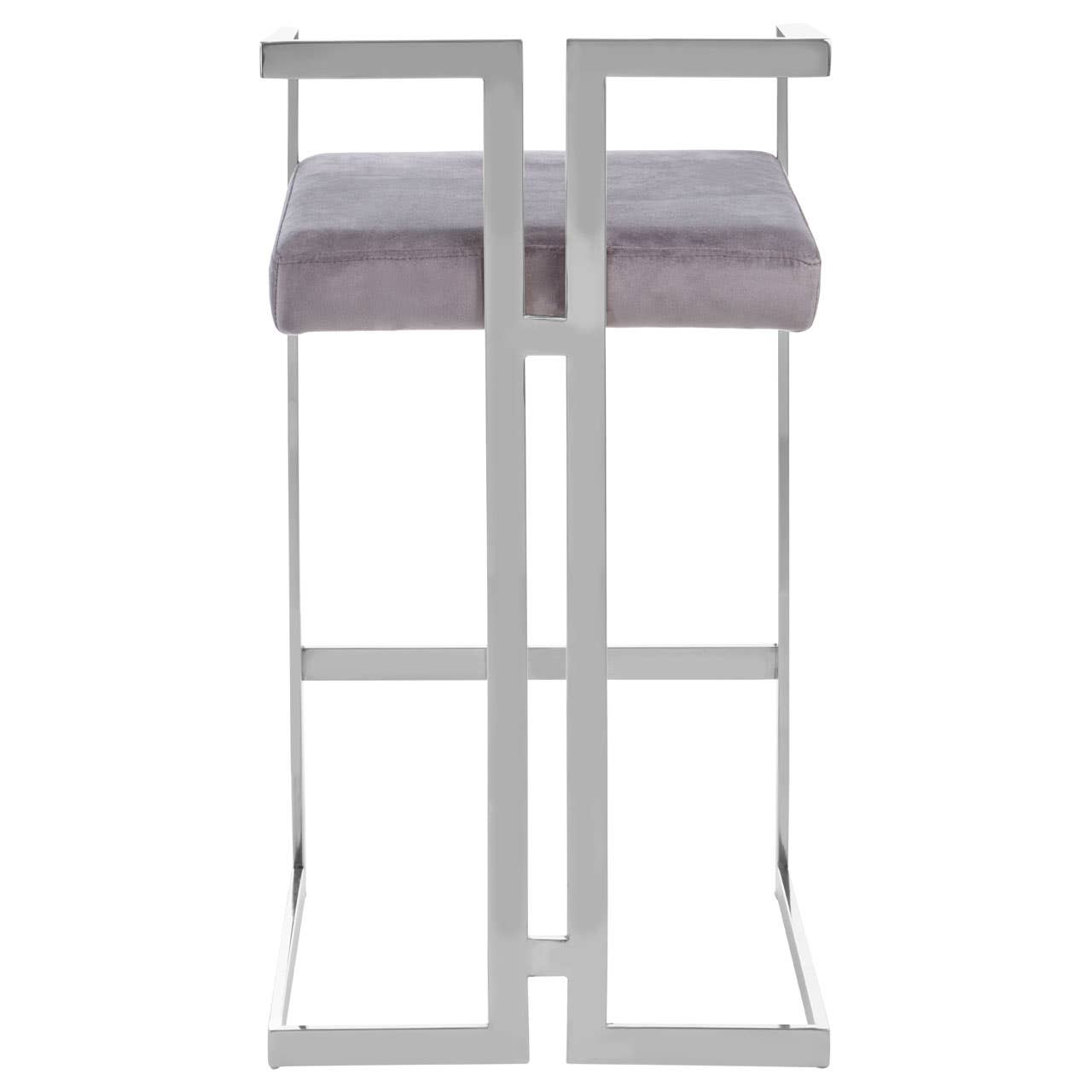 Luxe Grey Velvet Bar Stool