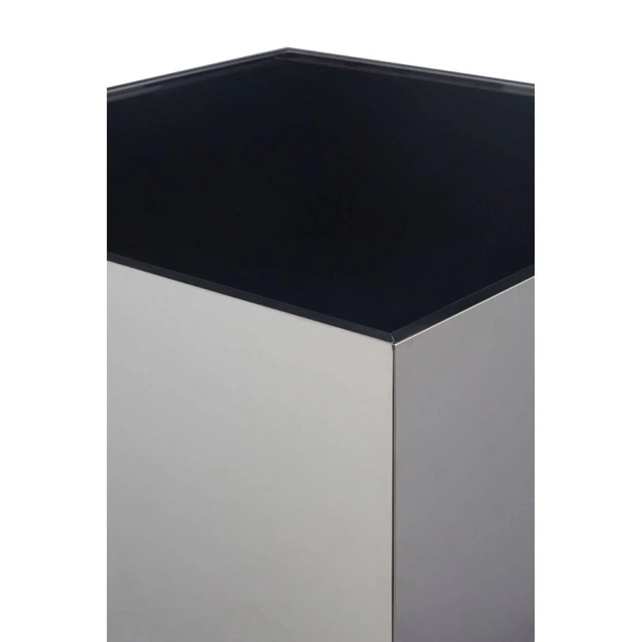 Stainless steel planter with modern square design and black interior