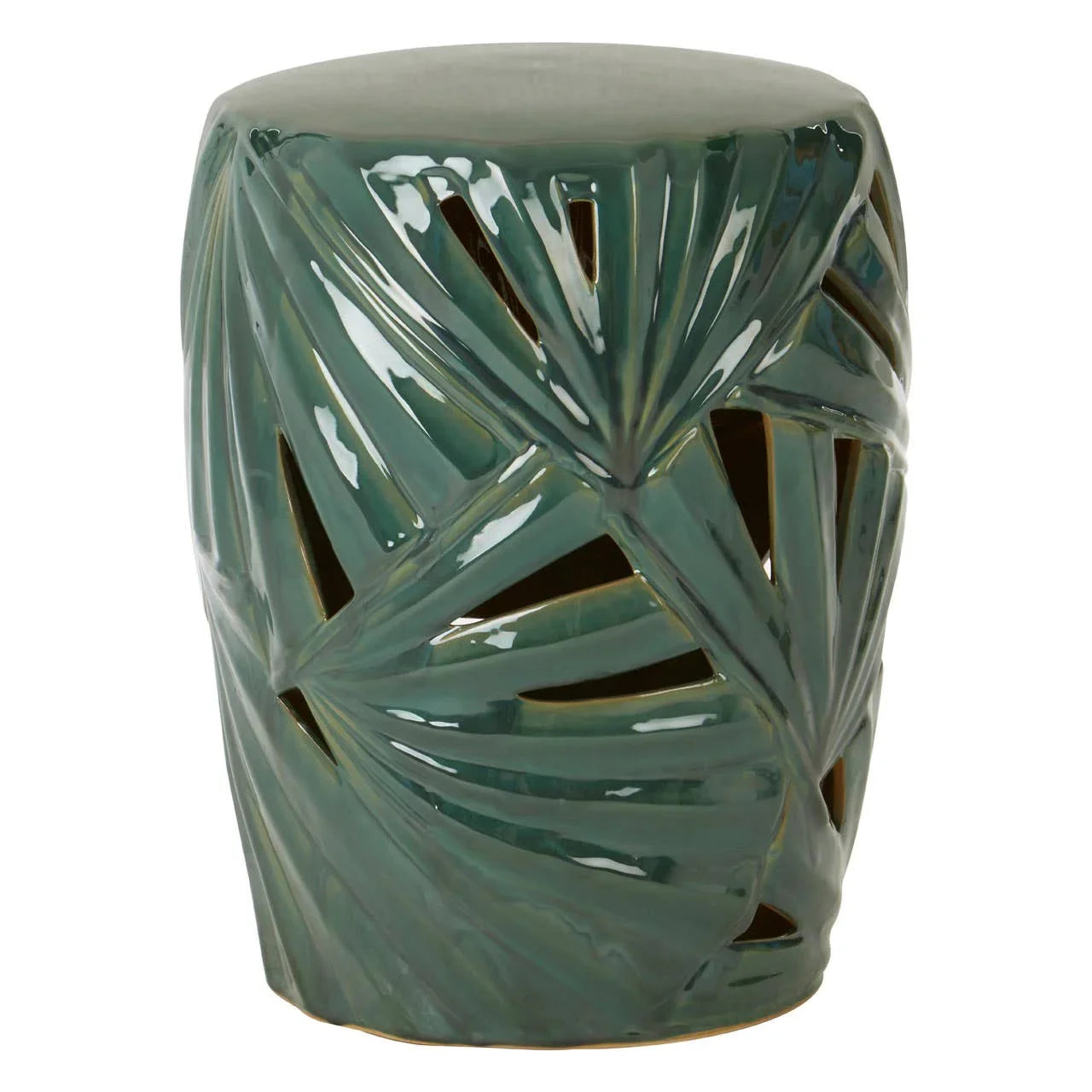 Green Ceramic Tropical Leaf Table