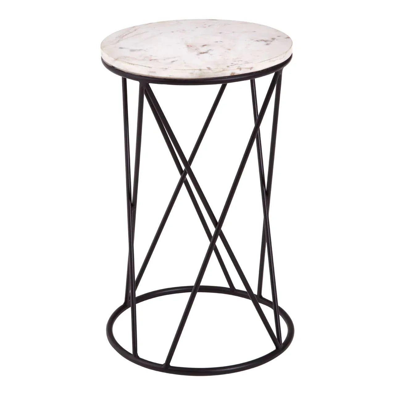 Marble Iron Cross Side Table