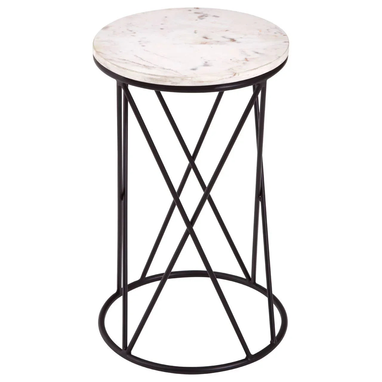 Marble Iron Cross Side Table