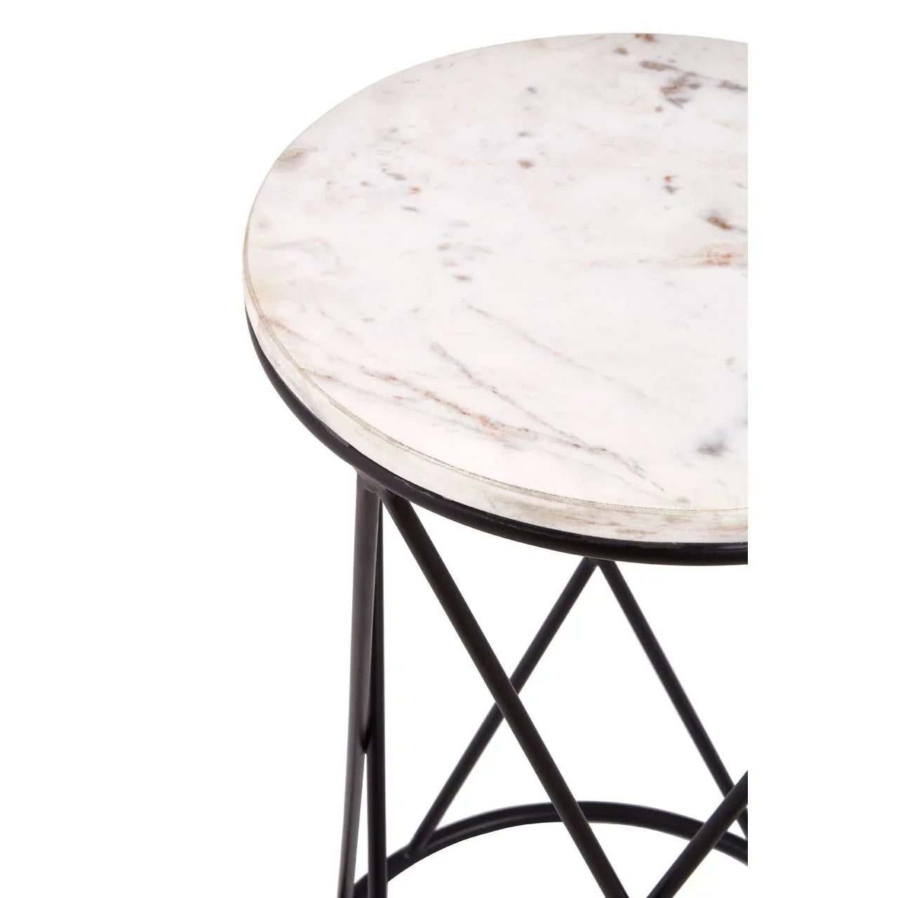 Marble Iron Cross Side Table