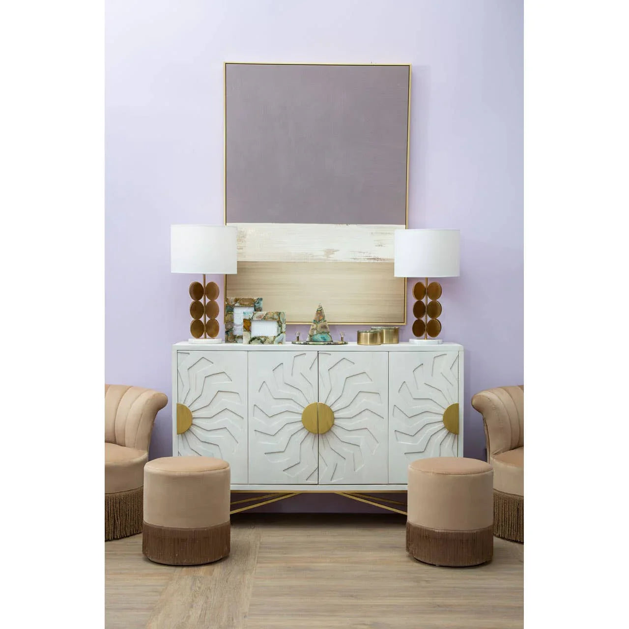 Boho Chic Mango Wood Sideboard with Tribal Carvings