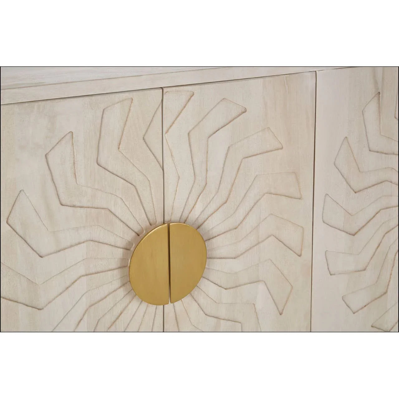 Boho Chic Mango Wood Sideboard with Tribal Carvings