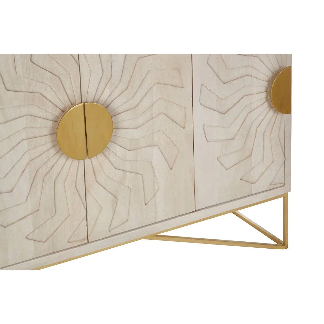 Boho Chic Mango Wood Sideboard with Tribal Carvings