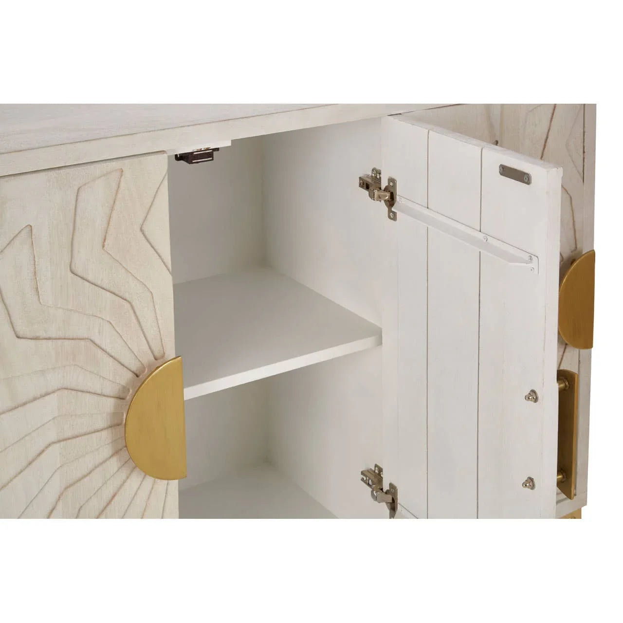 Boho Chic Mango Wood Sideboard with Tribal Carvings