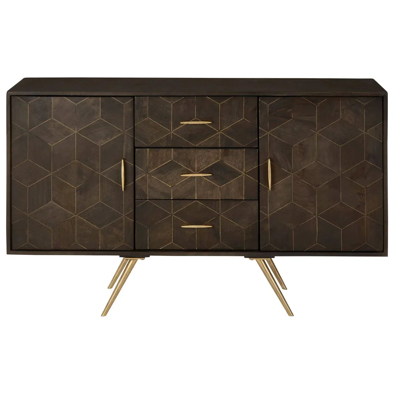 Royal Brass-Accented Mango Wood Sideboard