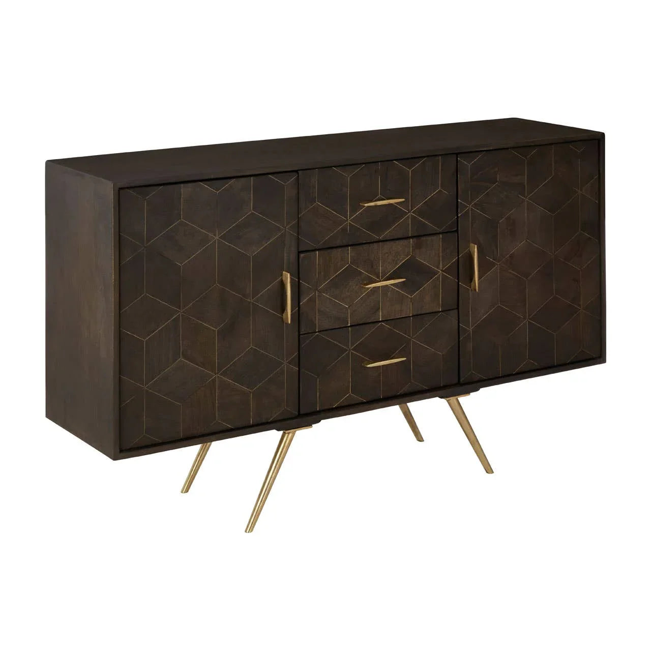 Royal Brass-Accented Mango Wood Sideboard