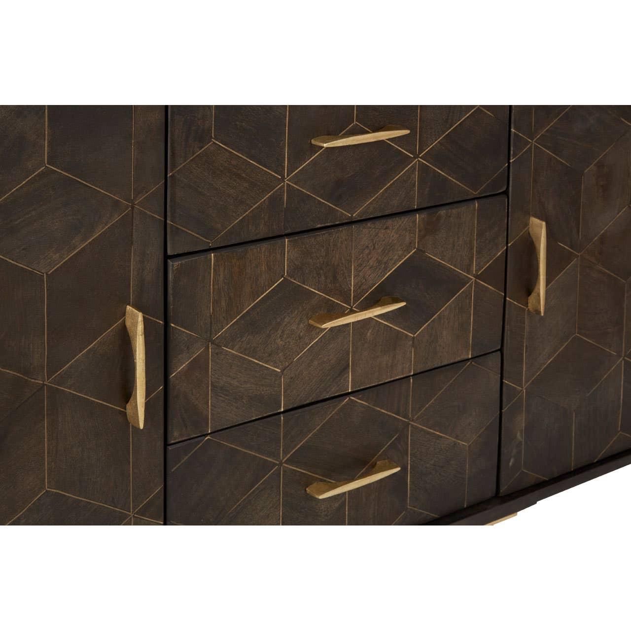 Royal Brass-Accented Mango Wood Sideboard