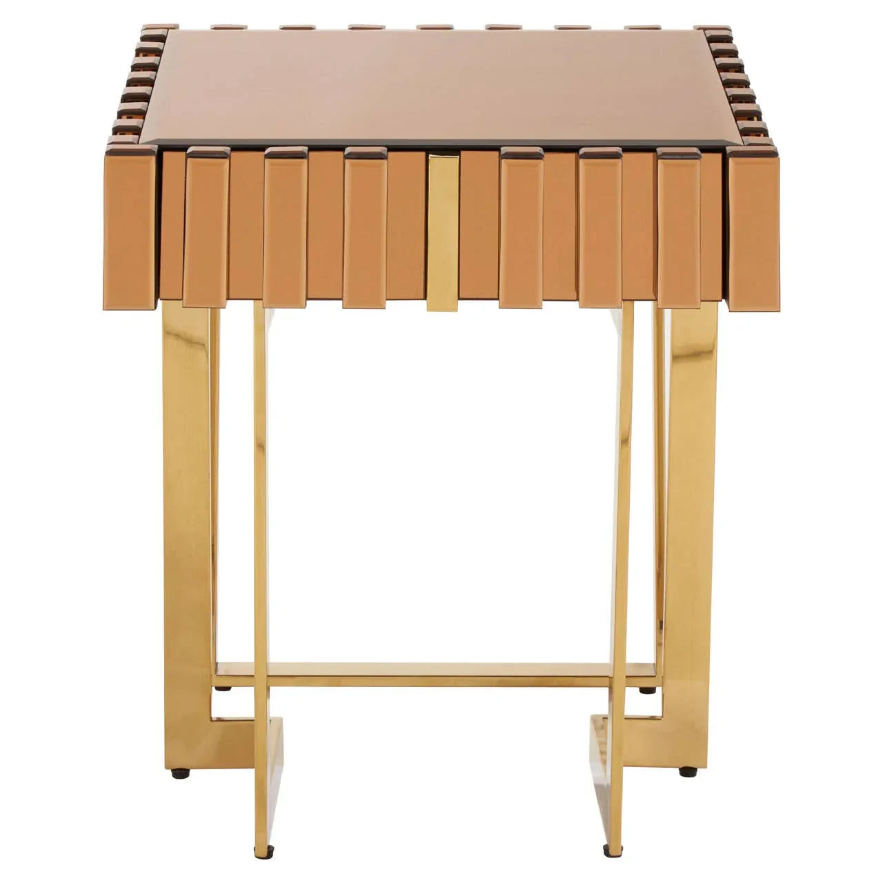 Golden Corrugated Glass Side Table