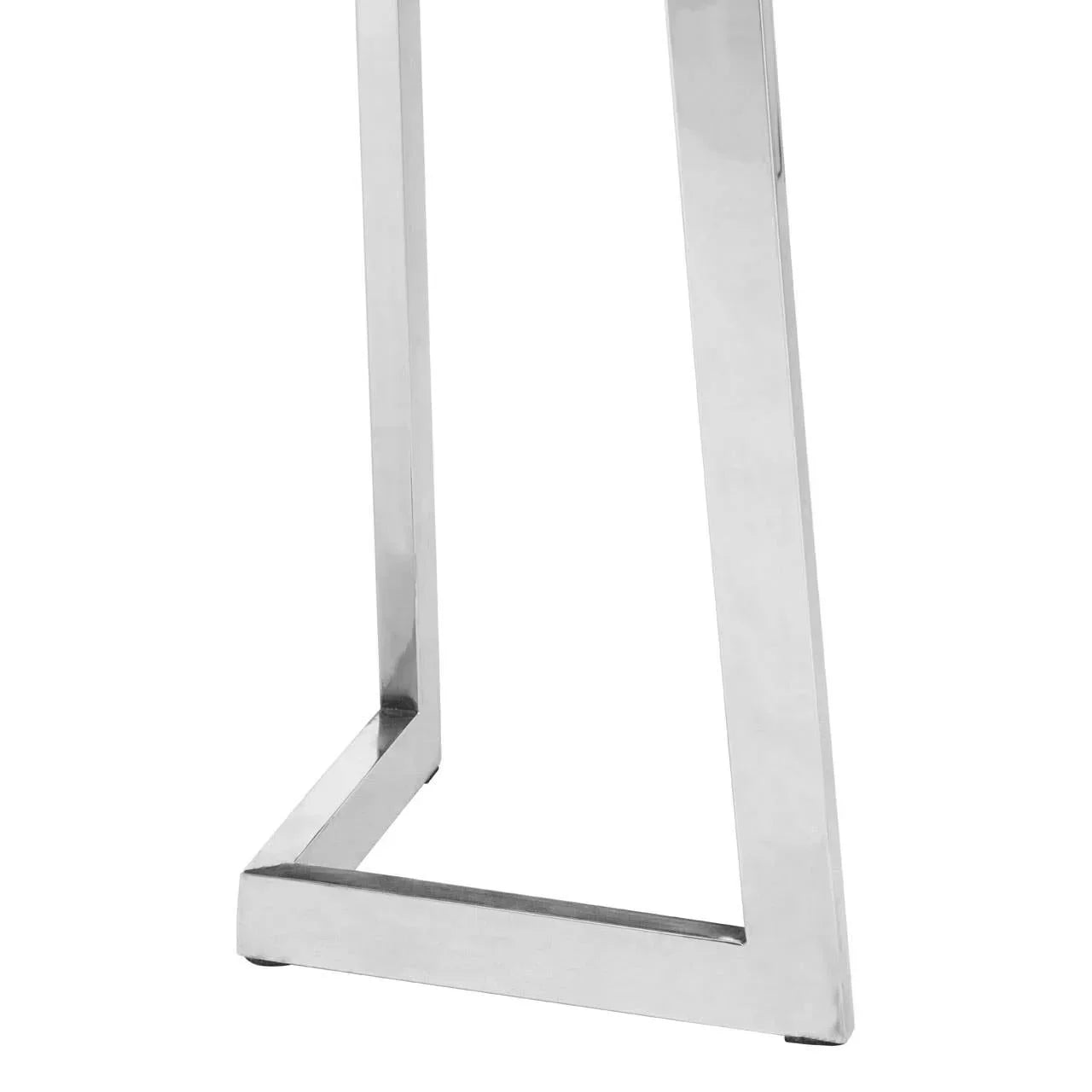 Chrome metal table leg with angular design and polished finish