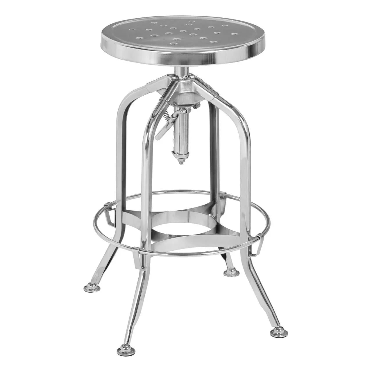 Industrial Chrome Adjustable Stool