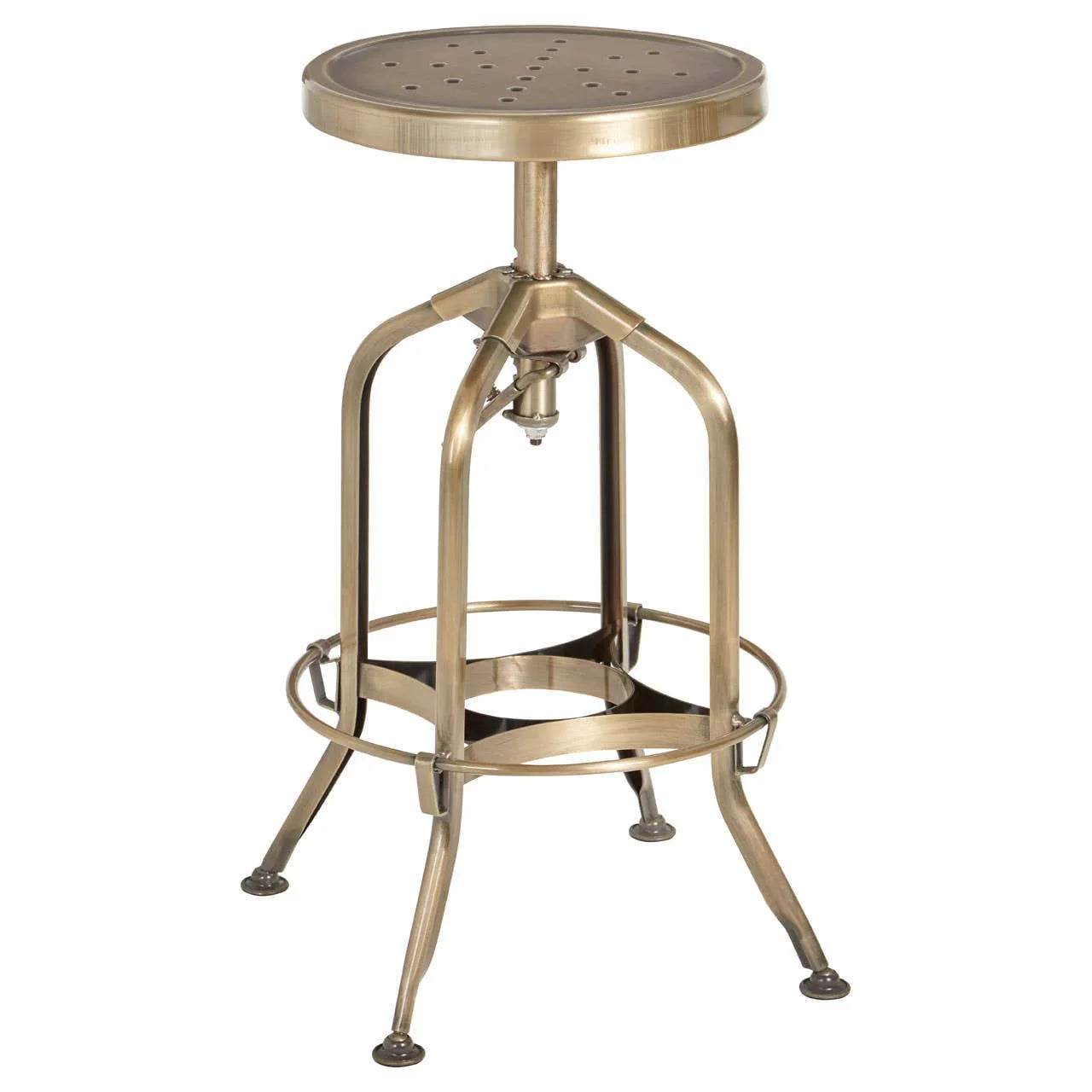 Industrial Brass Adjustable Stool