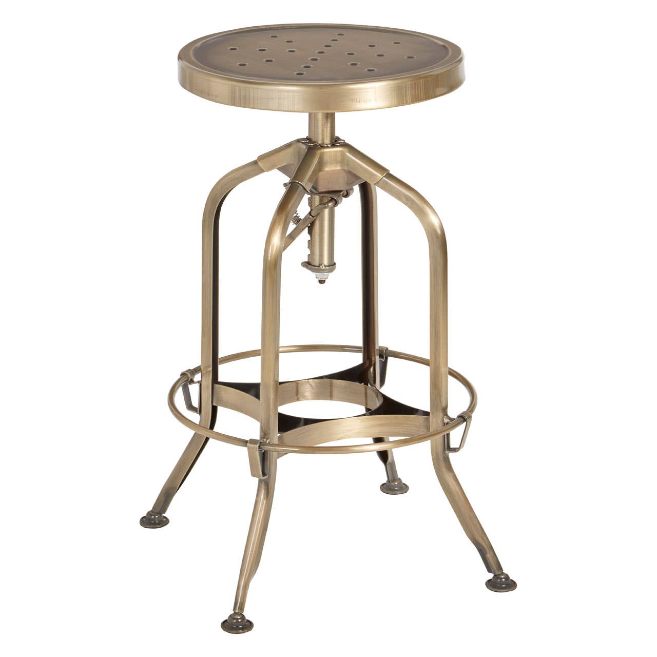 Industrial Brass Adjustable Stool