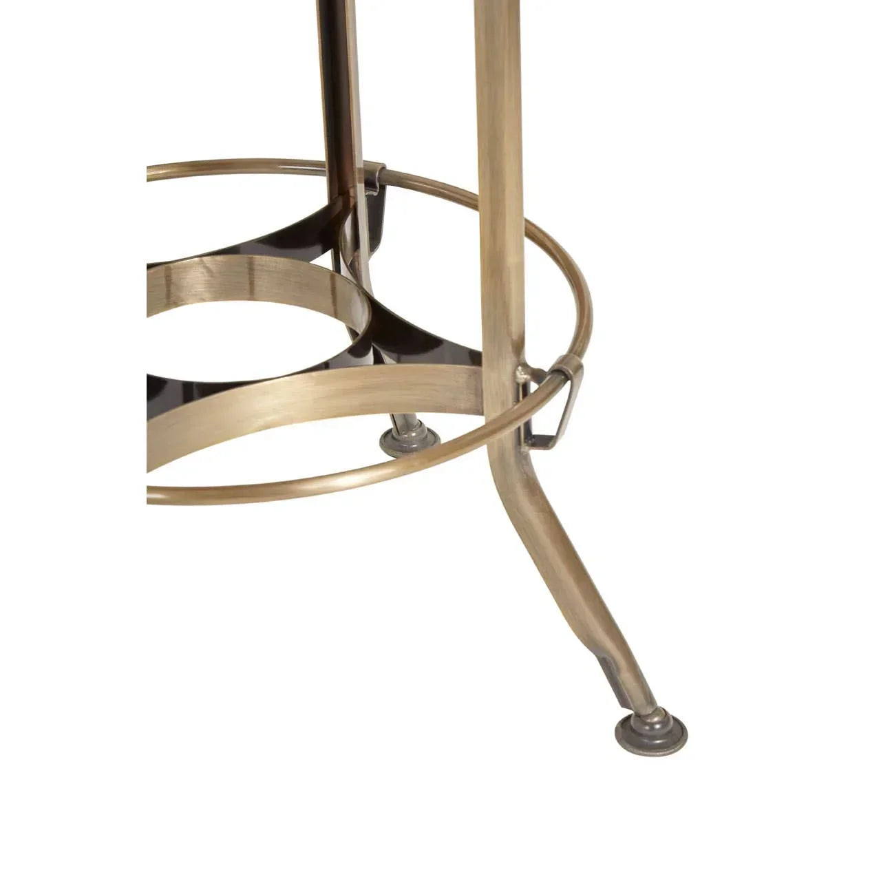 Brass metal bar stool leg and footrest with circular support ring
