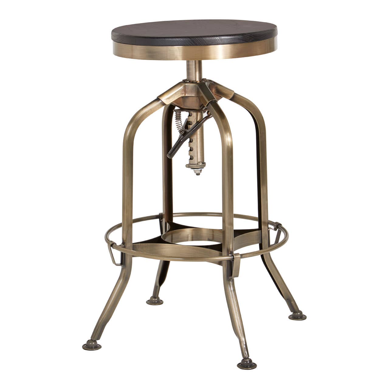 Industrial Brass Swivel Stool