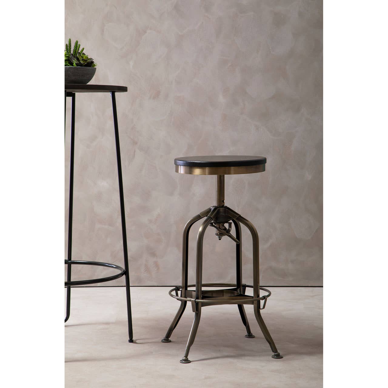 Industrial Brass Swivel Stool