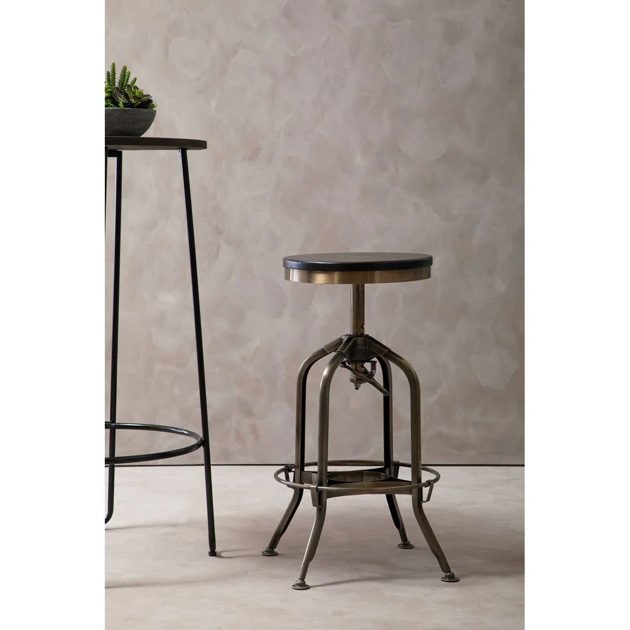 Industrial Brass Swivel Stool